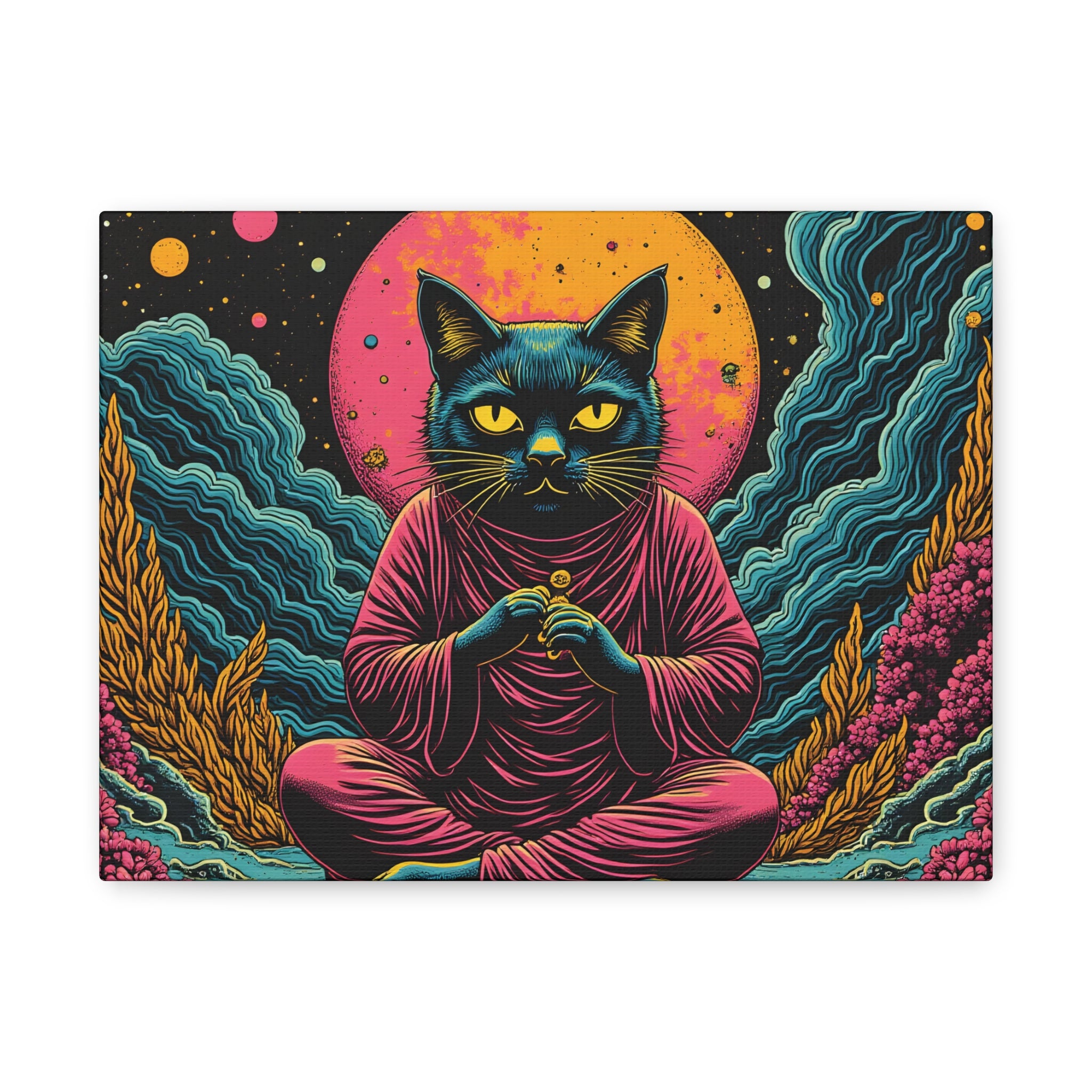 Zen Cat Canvas Print — Mystic Meditation Cat Wall Art