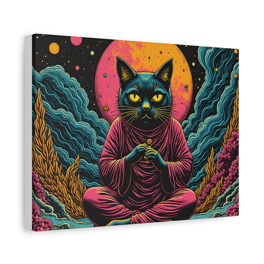 Zen Cat Canvas Print — Mystic Meditation Cat Wall Art