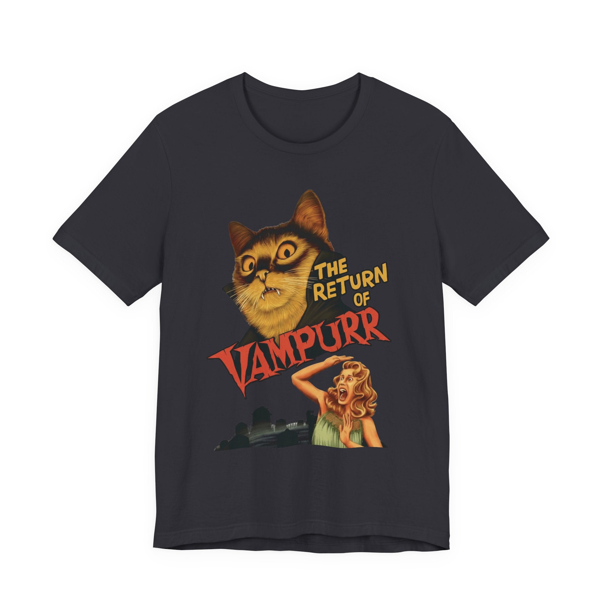 The Return of Vampurr | Retro Horror Cat Graphic Tee (Premium Unisex)