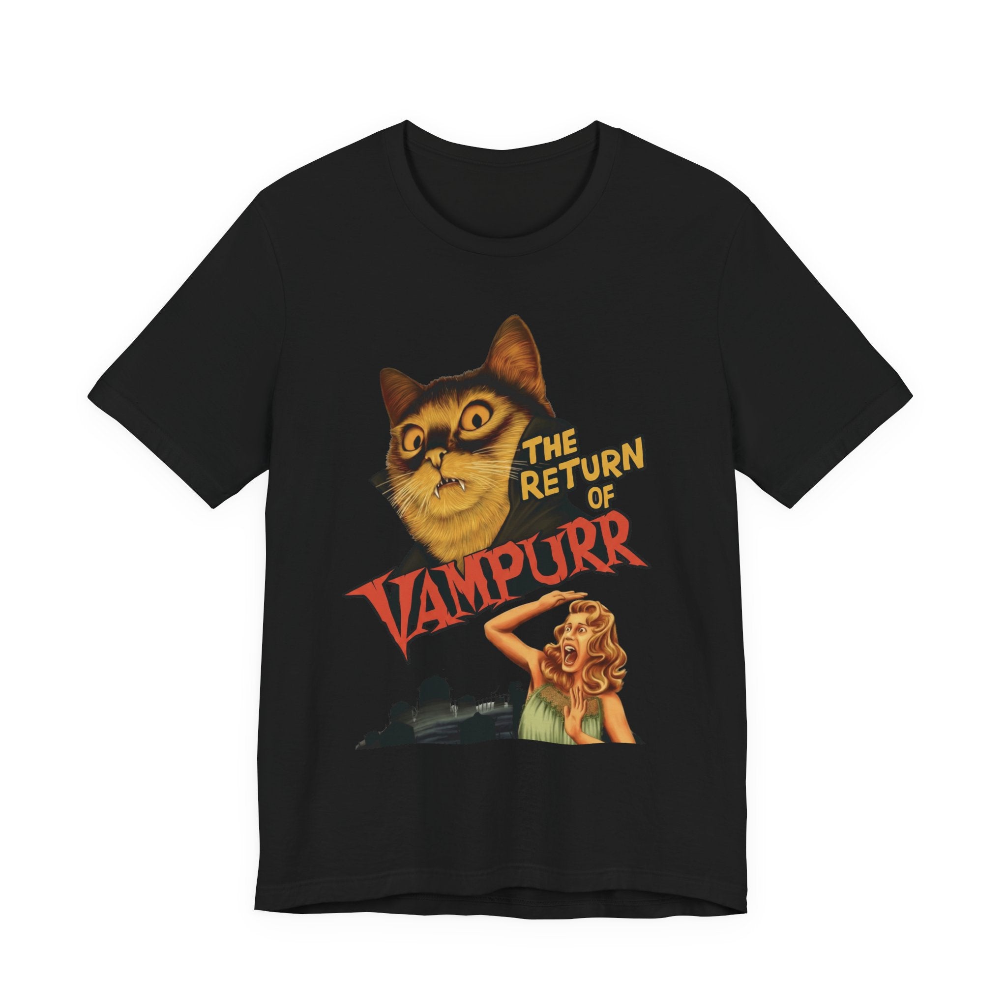 The Return of Vampurr | Retro Horror Cat Graphic Tee (Premium Unisex)