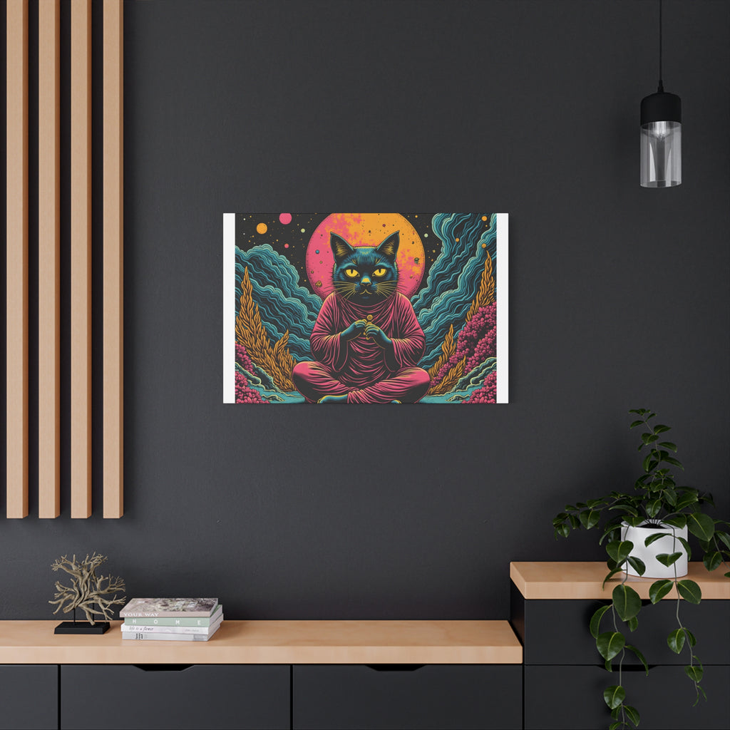 Zen Cat Canvas Print — Mystic Meditation Cat Wall Art
