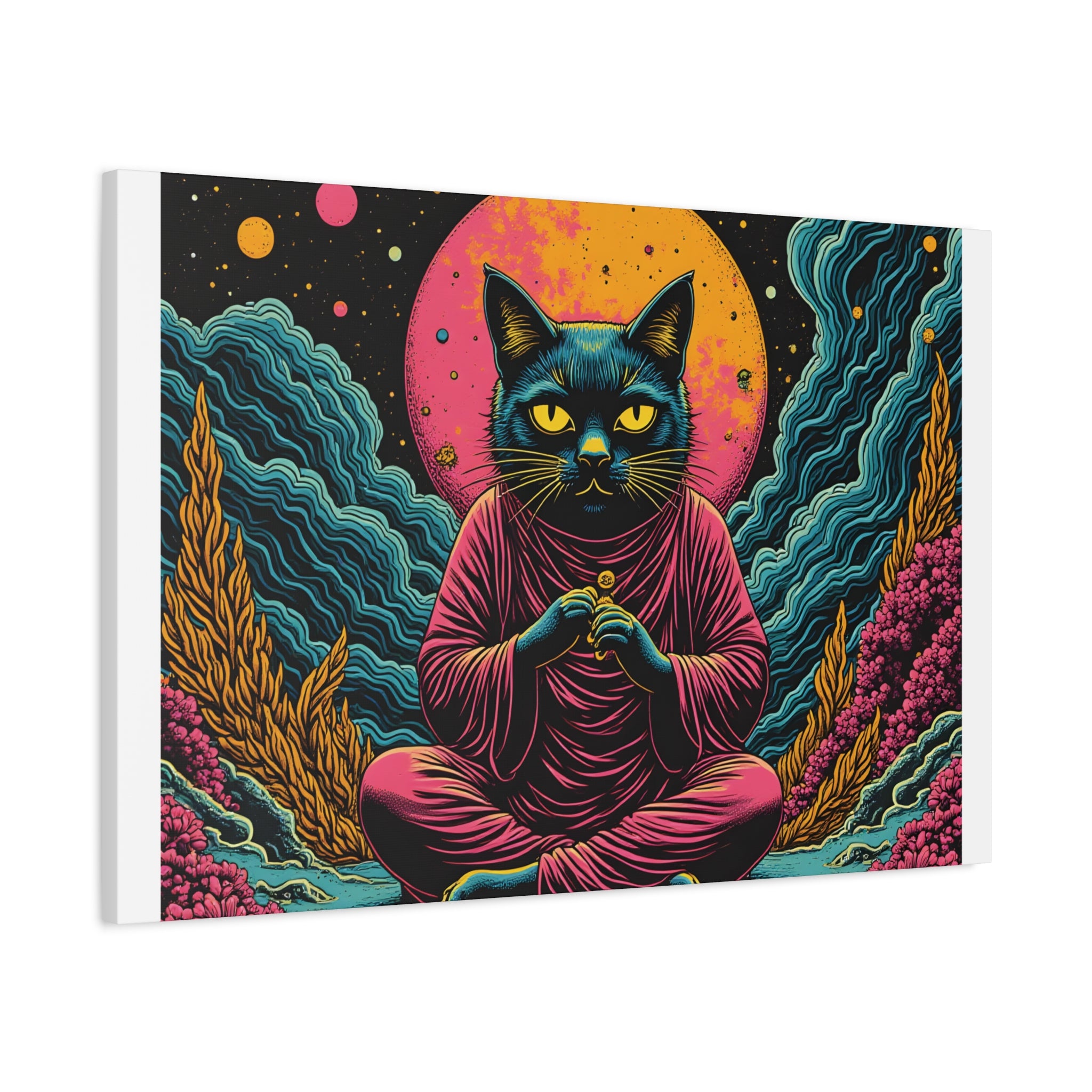 Zen Cat Canvas Print — Mystic Meditation Cat Wall Art