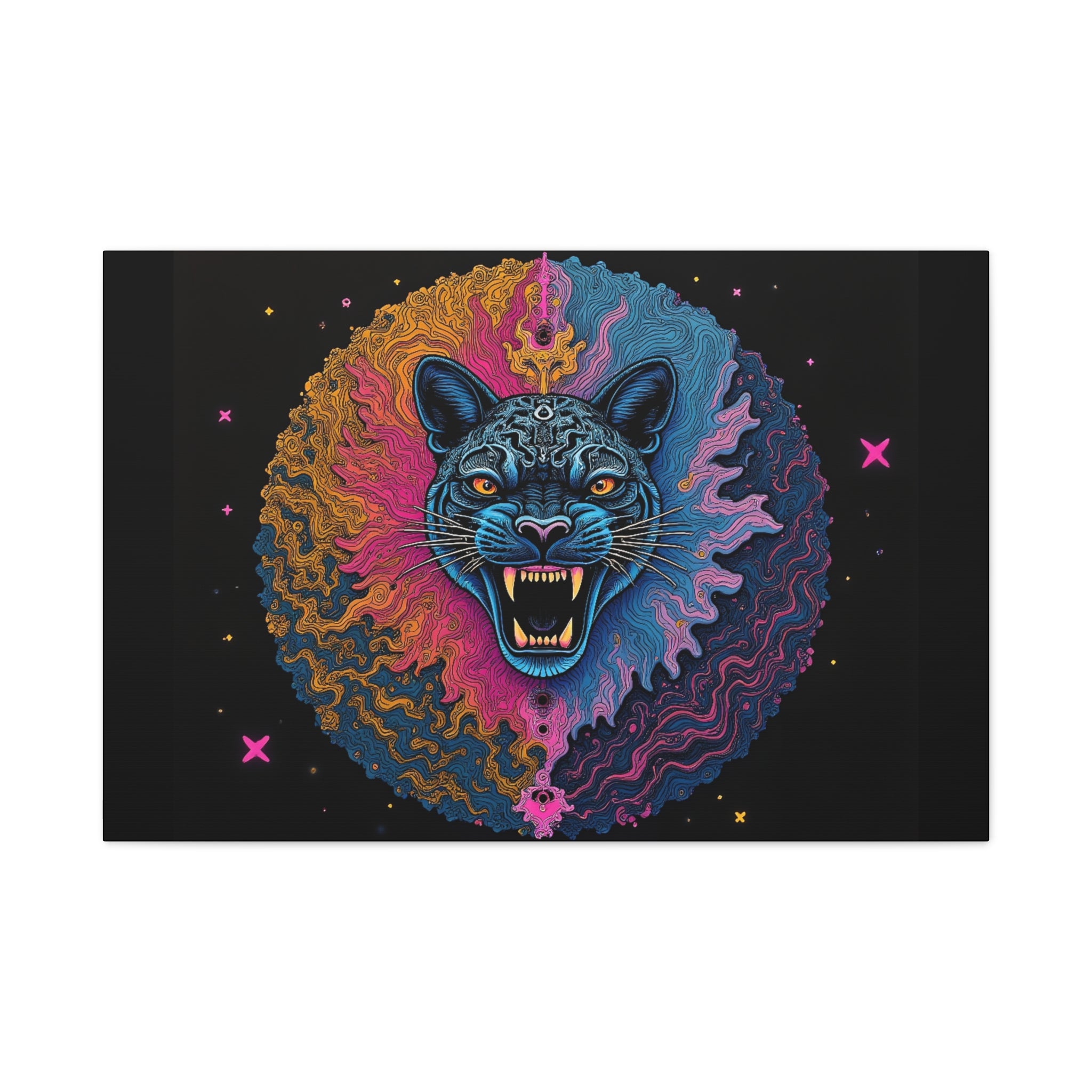 Cosmic Phantom Panther Canvas - Psychedelic Sacred Eye Wall Art