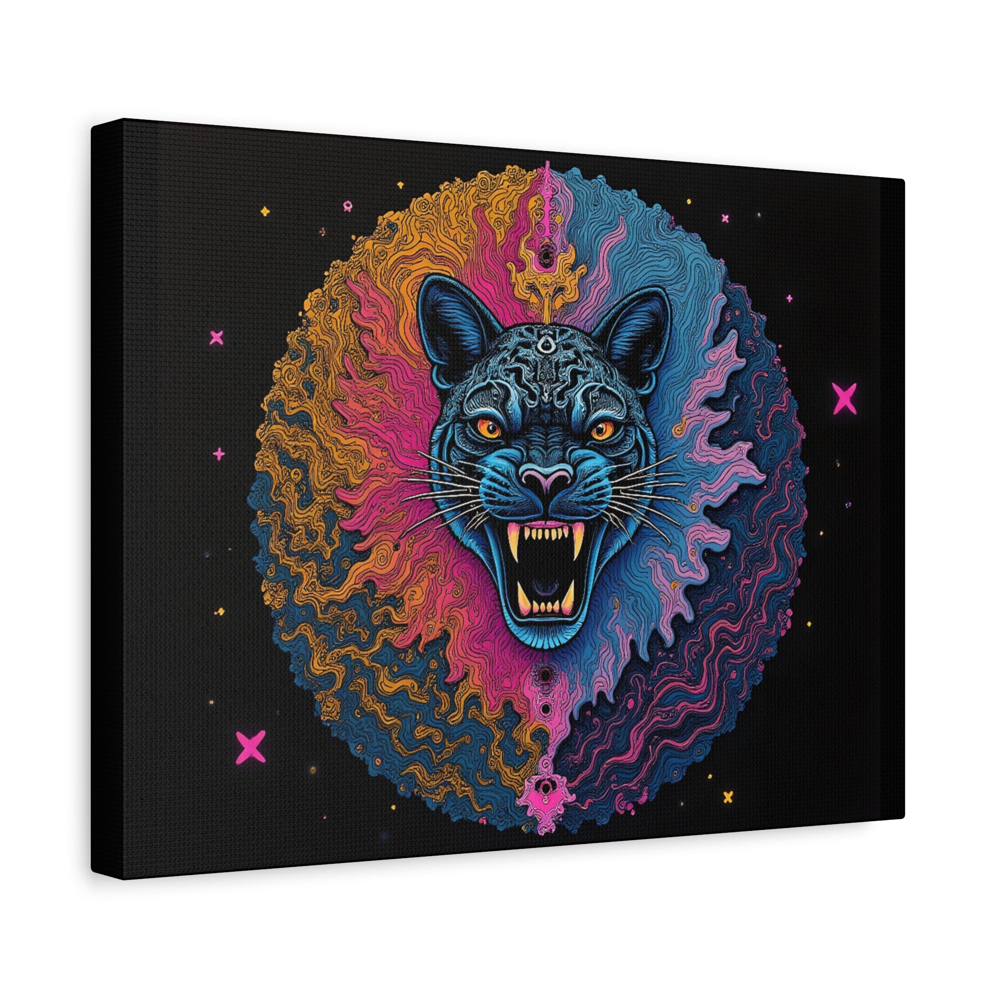 Cosmic Phantom Panther Canvas - Psychedelic Sacred Eye Wall Art