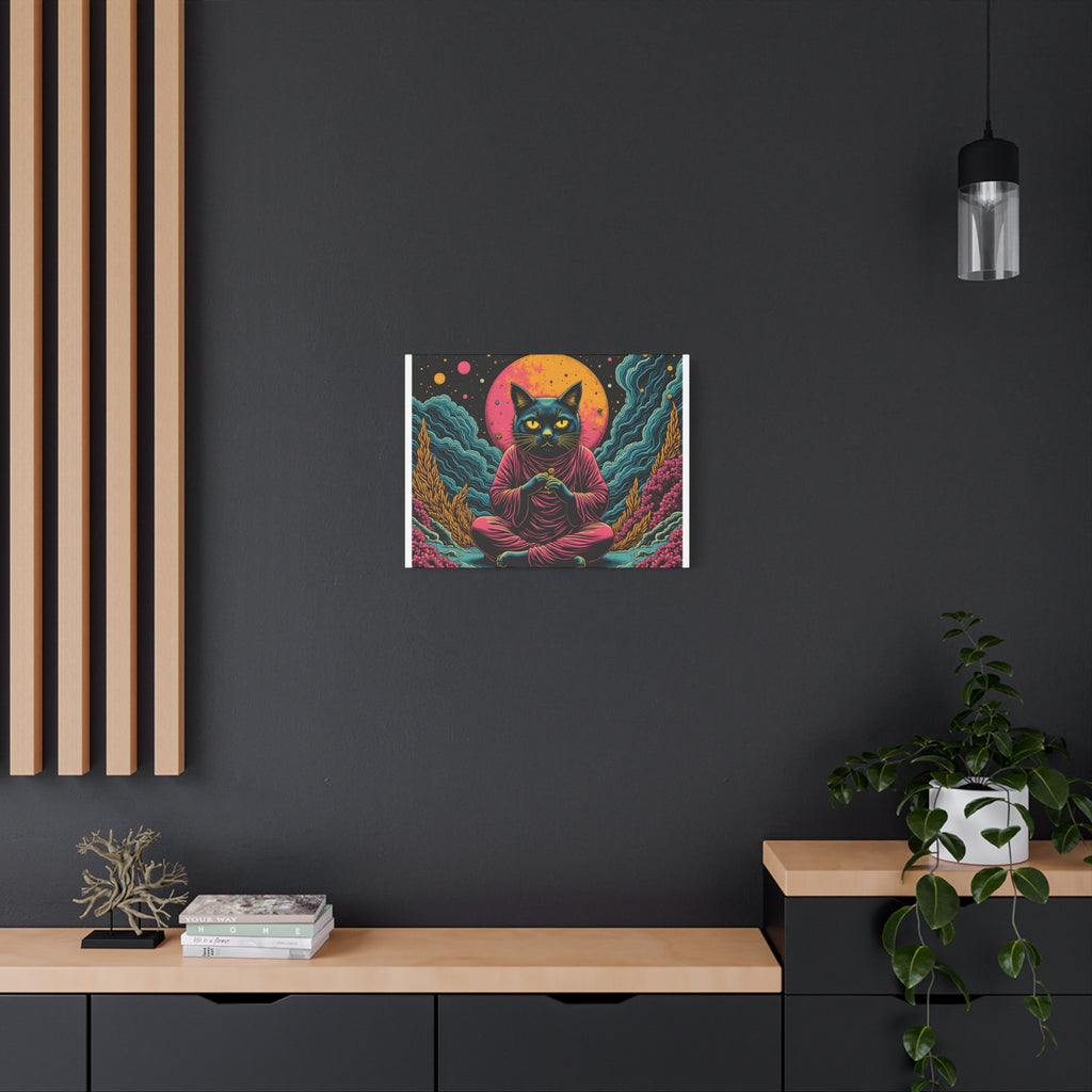 Zen Cat Canvas Print — Mystic Meditation Cat Wall Art