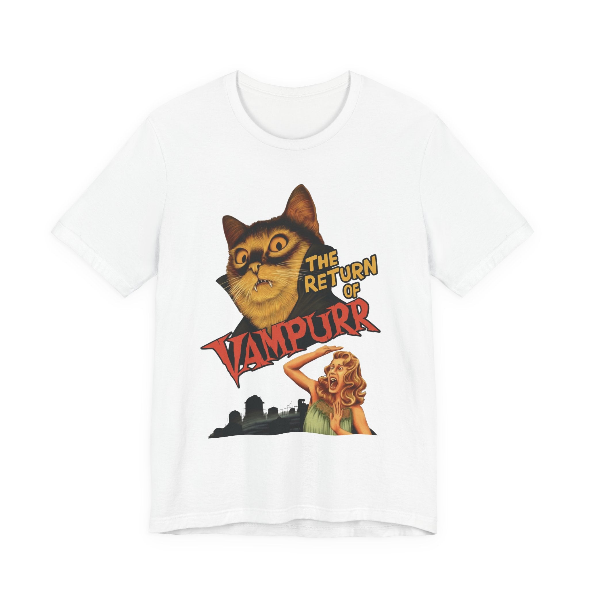 The Return of Vampurr | Retro Horror Cat Graphic Tee (Premium Unisex)
