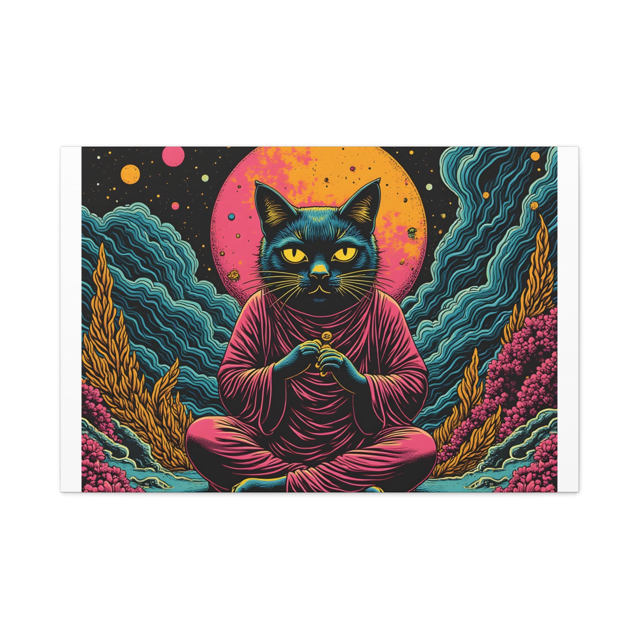 Zen Cat Canvas Print — Mystic Meditation Cat Wall Art