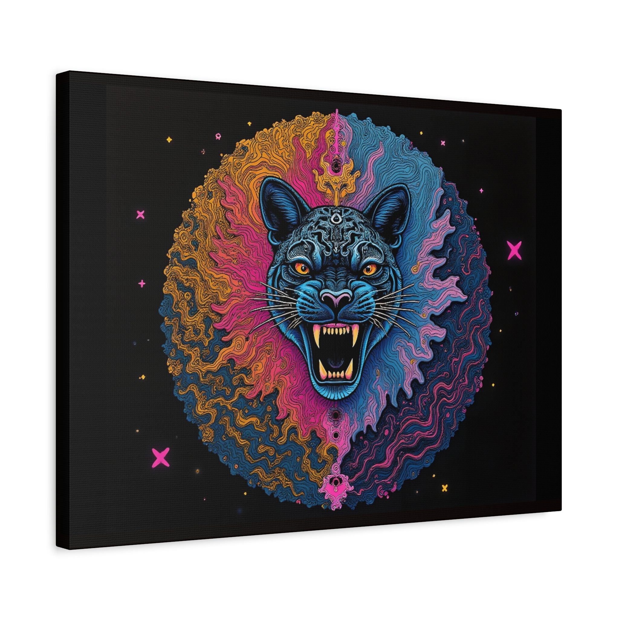 Cosmic Phantom Panther Canvas - Psychedelic Sacred Eye Wall Art