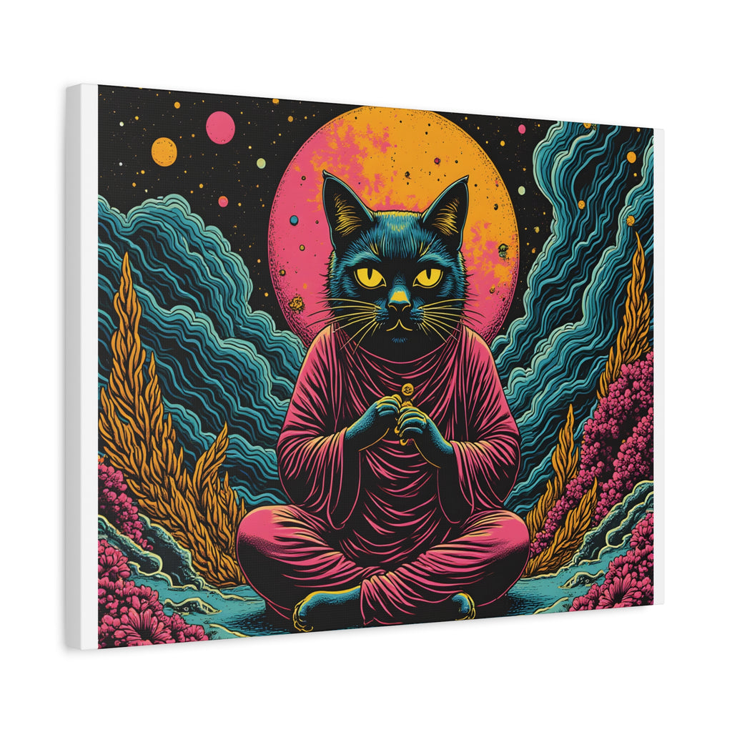 Zen Cat Canvas Print — Mystic Meditation Cat Wall Art
