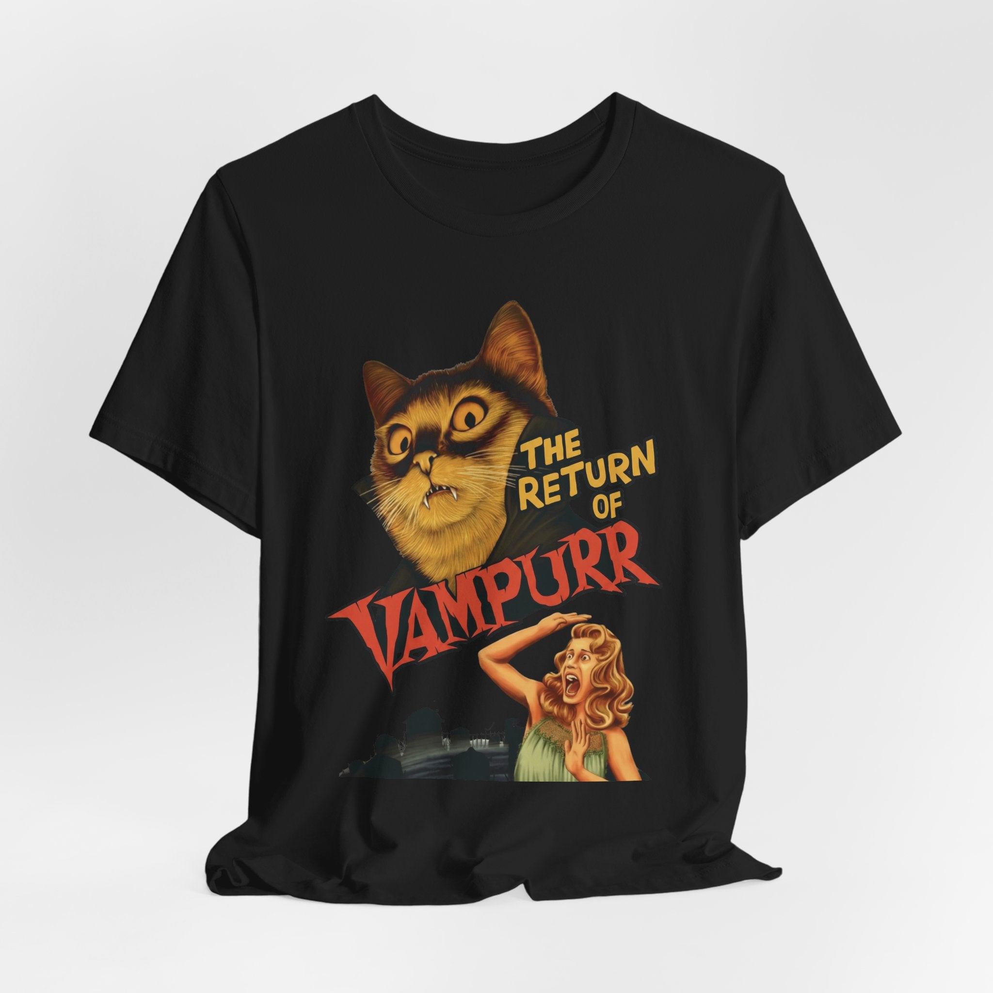 The Return of Vampurr | Retro Horror Cat Graphic Tee (Premium Unisex)