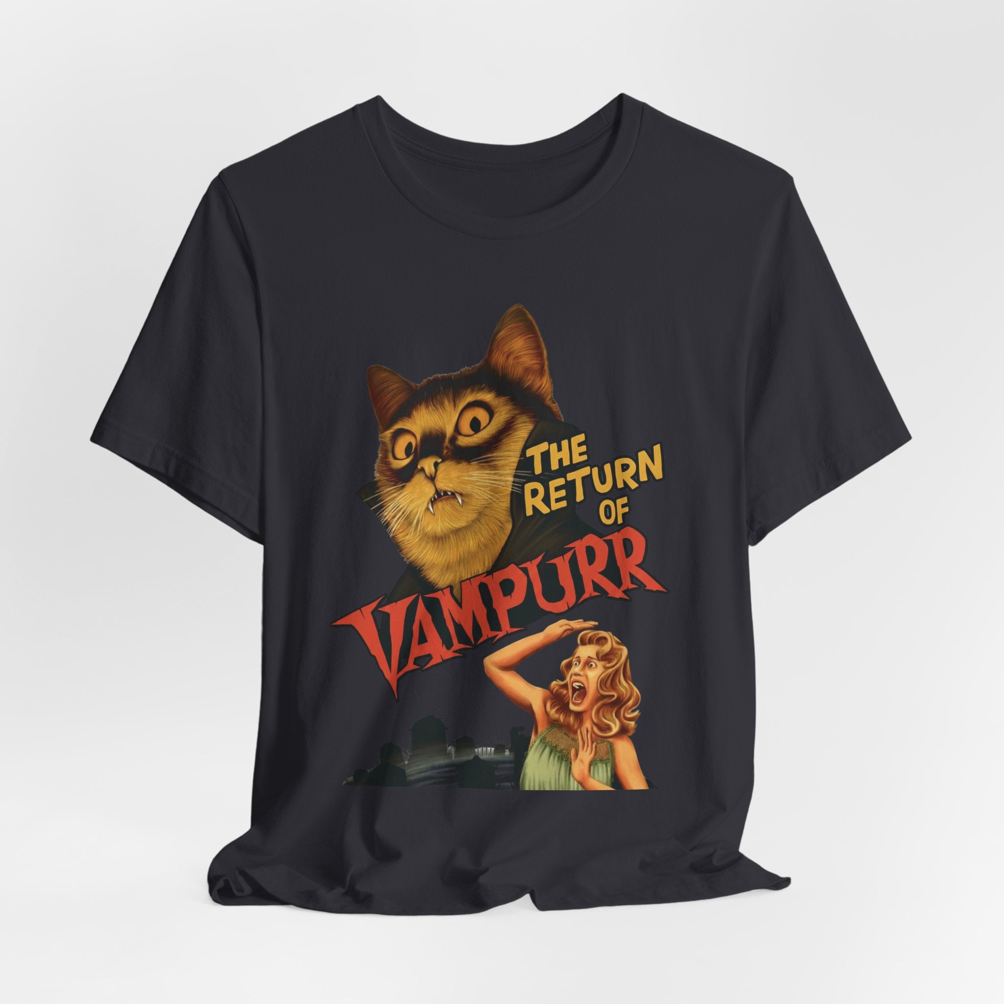 The Return of Vampurr | Retro Horror Cat Graphic Tee (Premium Unisex)