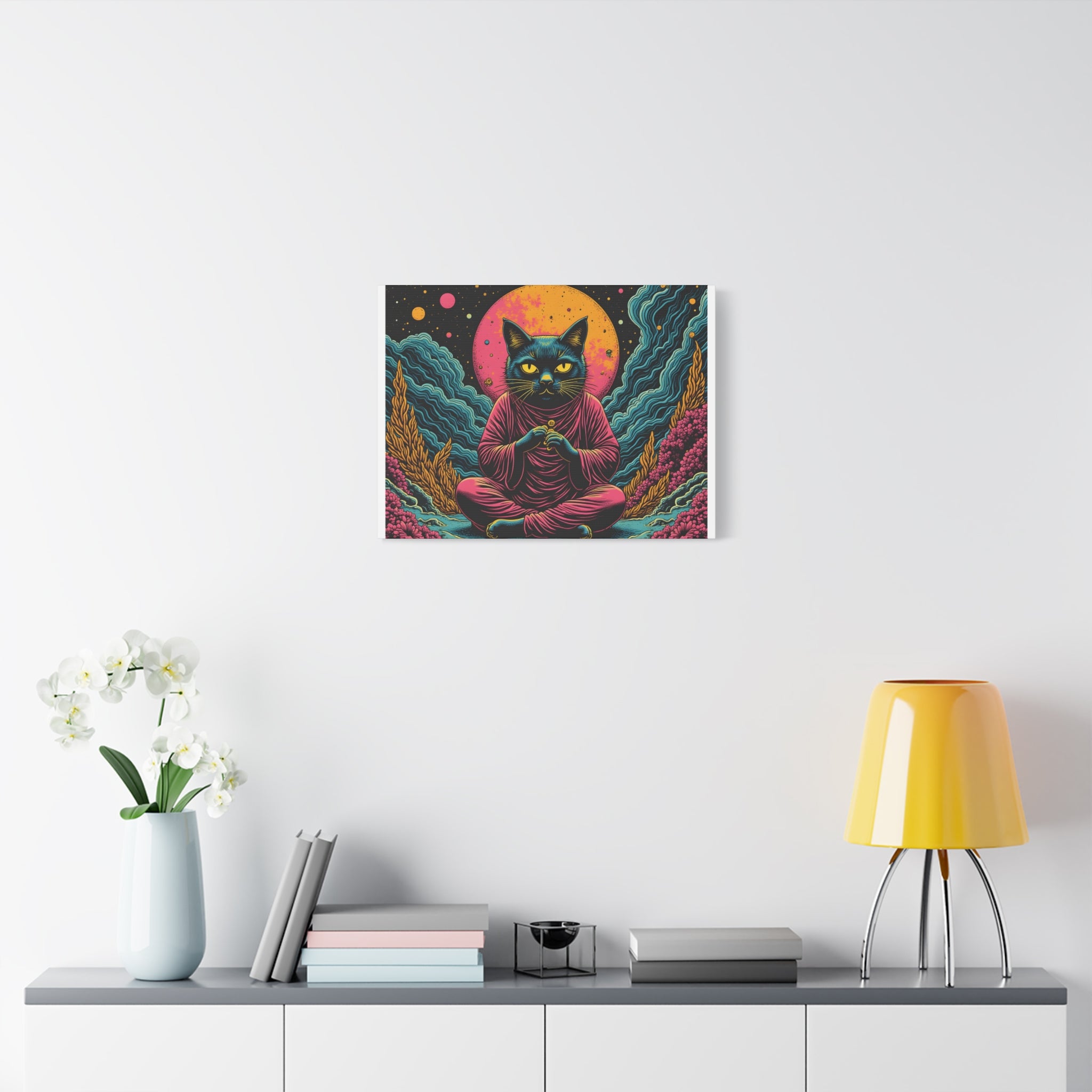 Zen Cat Canvas Print — Mystic Meditation Cat Wall Art