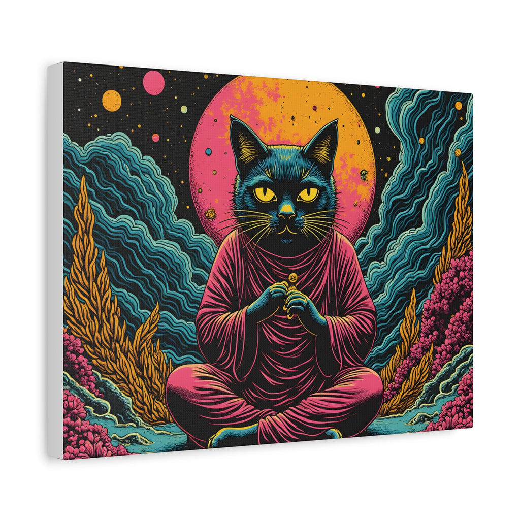 Zen Cat Canvas Print — Mystic Meditation Cat Wall Art