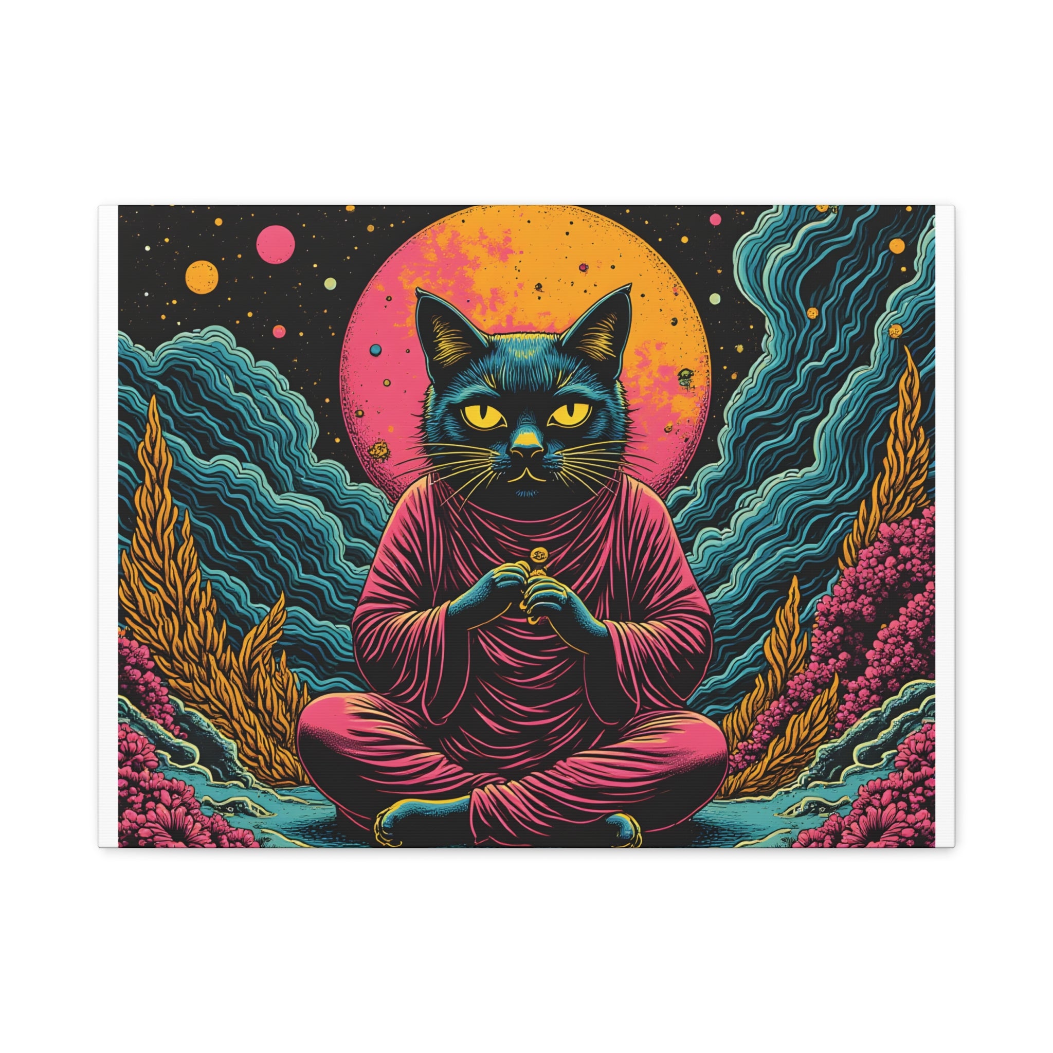 Zen Cat Canvas Print — Mystic Meditation Cat Wall Art