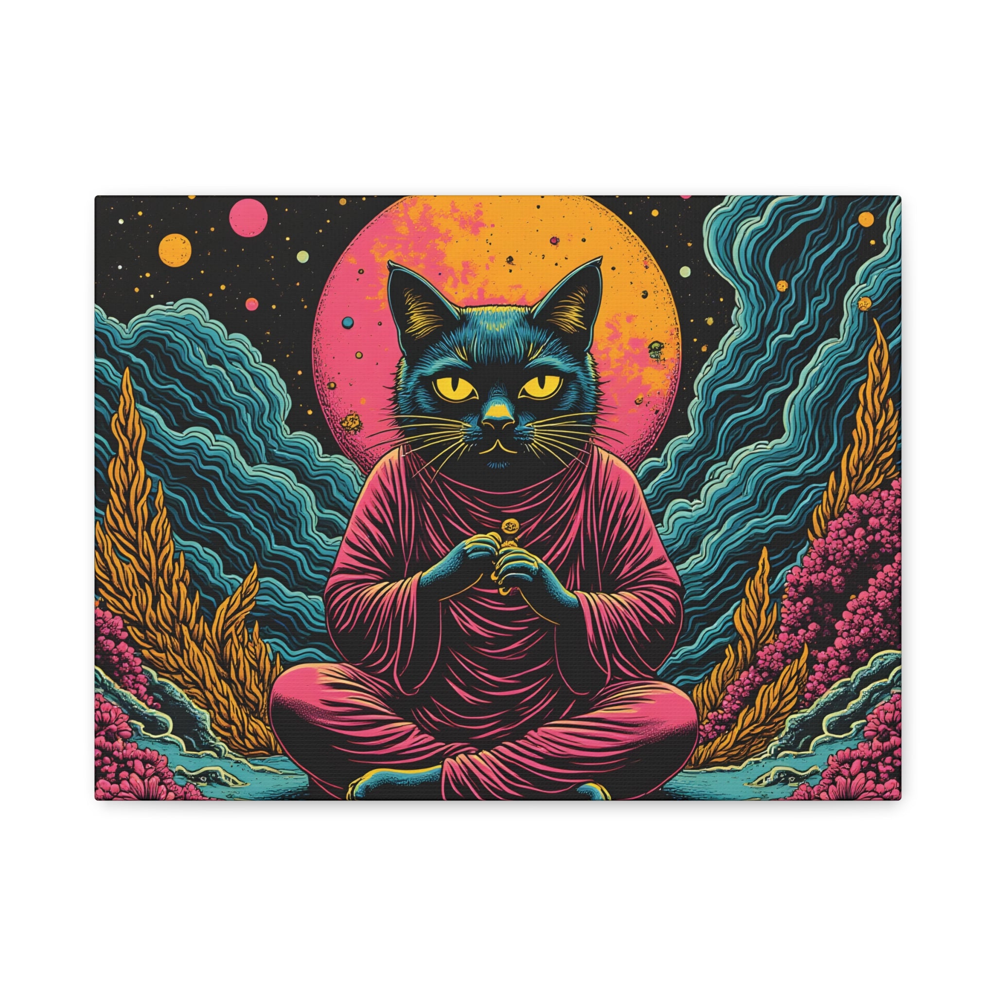 Zen Cat Canvas Print — Mystic Meditation Cat Wall Art