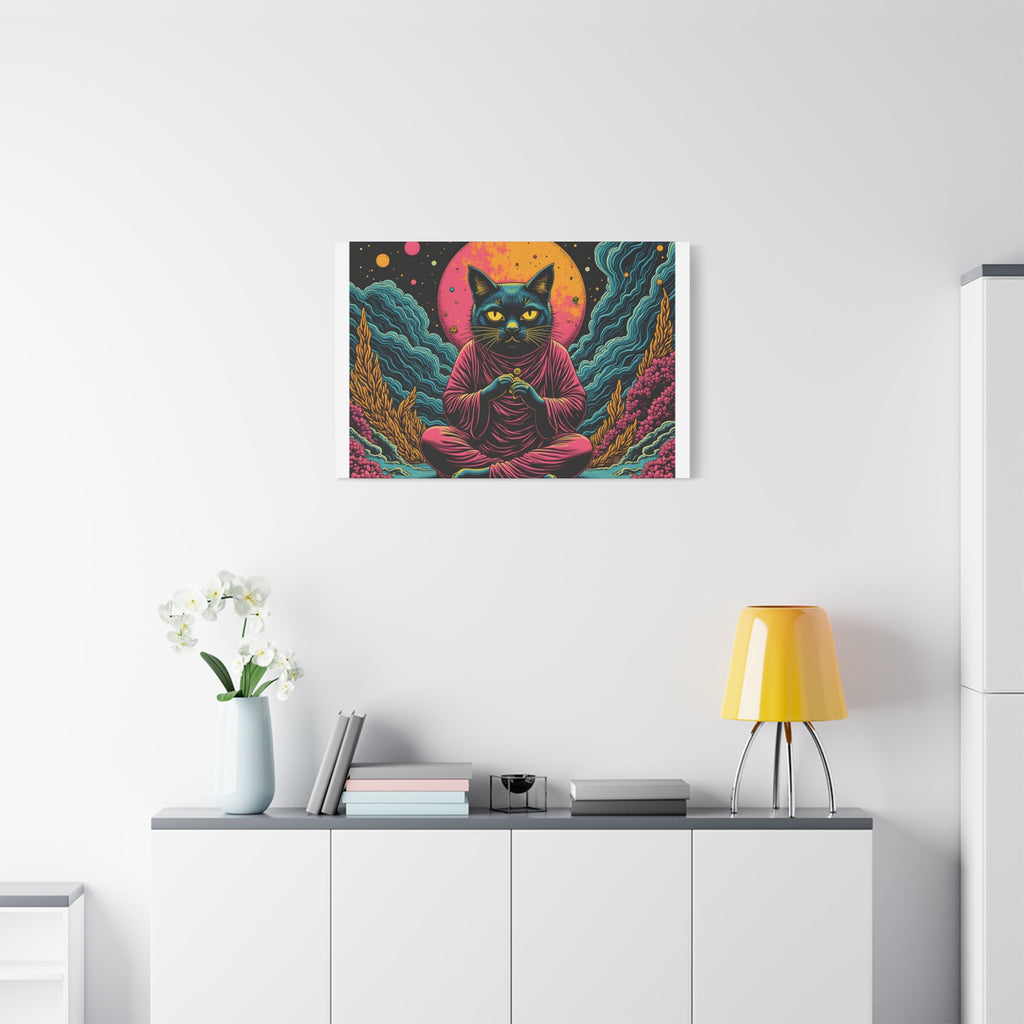 Zen Cat Canvas Print — Mystic Meditation Cat Wall Art