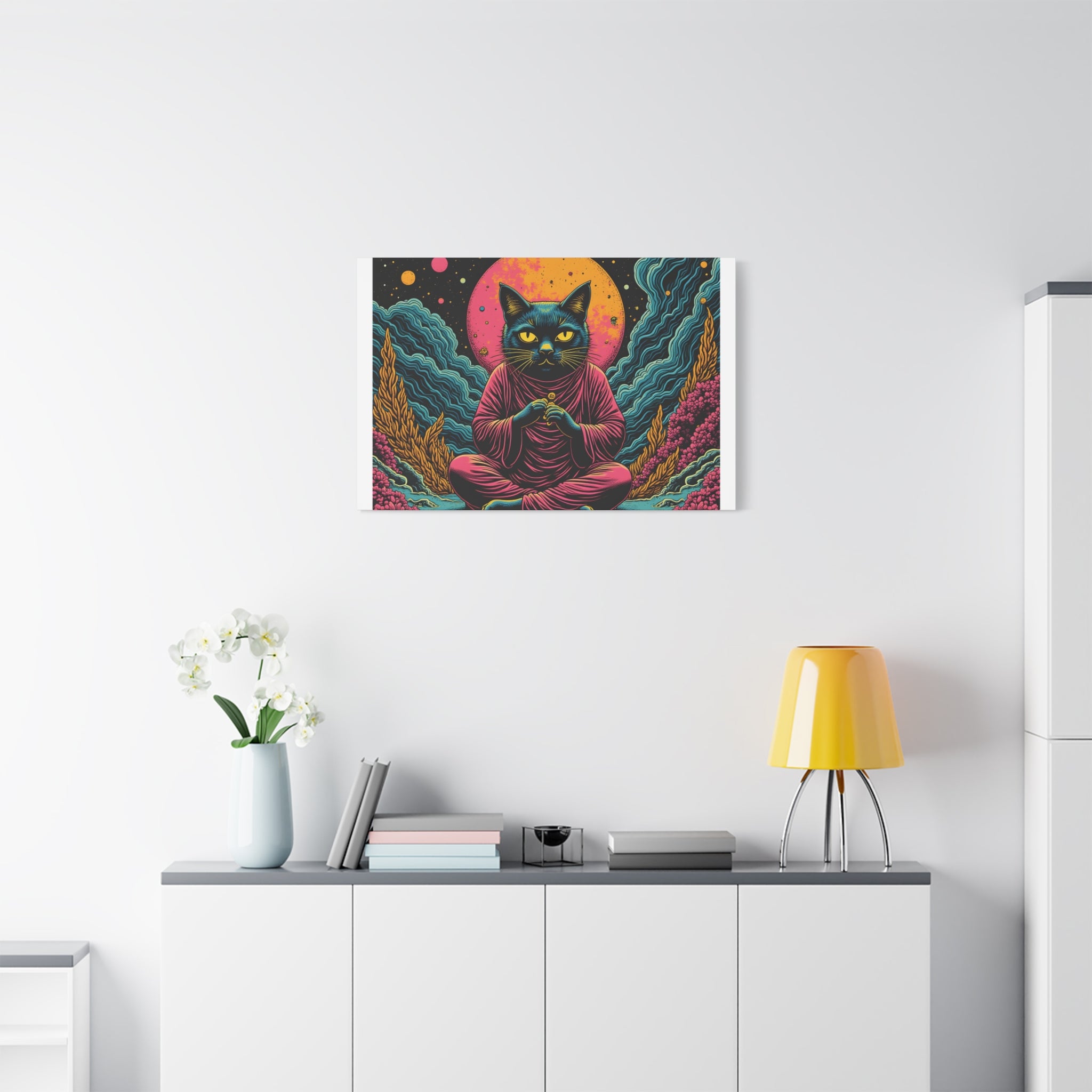 Zen Cat Canvas Print — Mystic Meditation Cat Wall Art